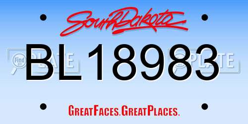BL18983 South Dakota License Plate