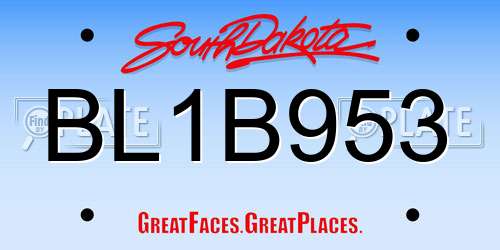 BL1B953 South Dakota License Plate