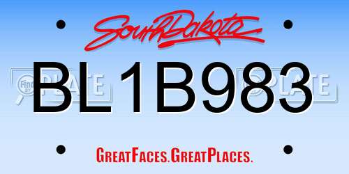 BL1B983 South Dakota License Plate