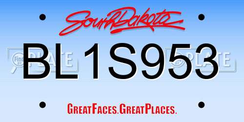 BL1S953 South Dakota License Plate
