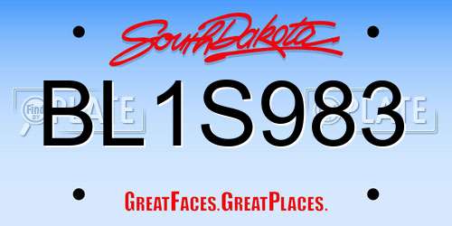 BL1S983 South Dakota License Plate