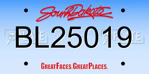BL25019 South Dakota License Plate