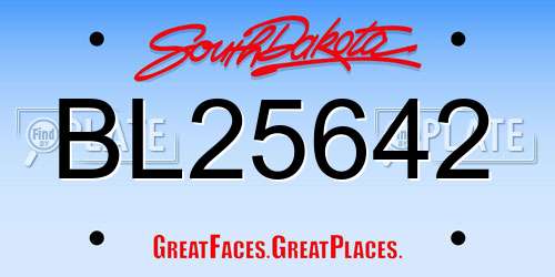 BL25642 South Dakota License Plate