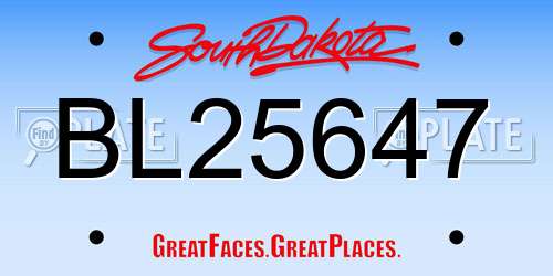 BL25647 South Dakota License Plate