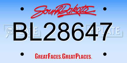 BL28647 South Dakota License Plate