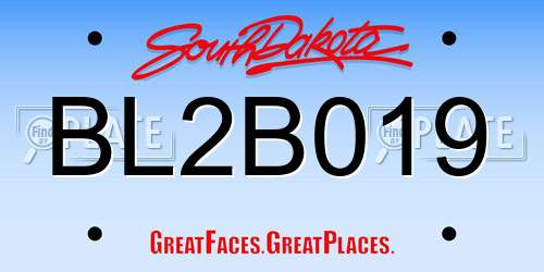 BL2B019 South Dakota License Plate