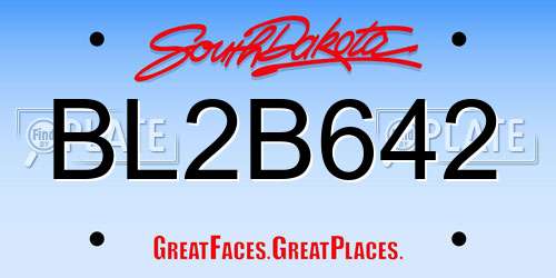BL2B642 South Dakota License Plate