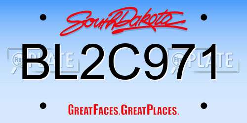 BL2C971 South Dakota License Plate