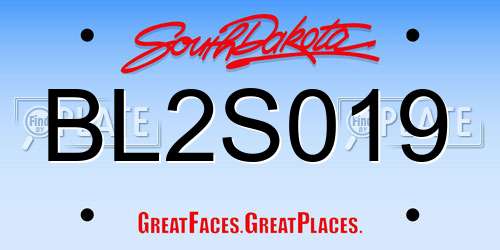 BL2S019 South Dakota License Plate