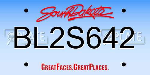 BL2S642 South Dakota License Plate