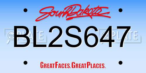 BL2S647 South Dakota License Plate