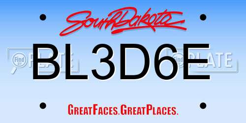 BL3D6E South Dakota License Plate