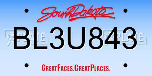 BL3U843 South Dakota License Plate