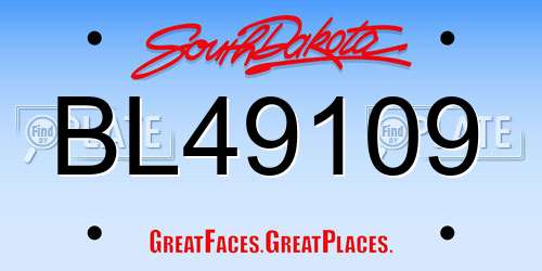 BL49109 South Dakota License Plate