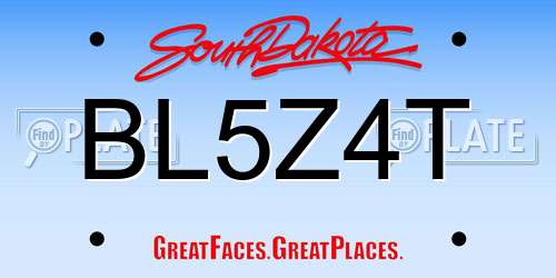 BL5Z4T South Dakota License Plate