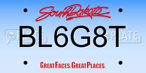 BL6G8T South Dakota License Plate