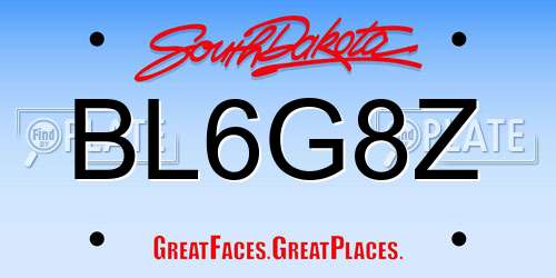 BL6G8Z South Dakota License Plate