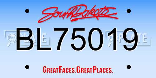 BL75019 South Dakota License Plate