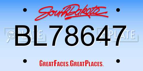 BL78647 South Dakota License Plate