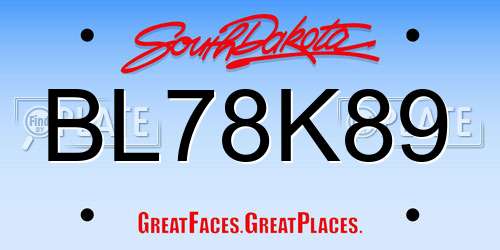 BL78K89 South Dakota License Plate
