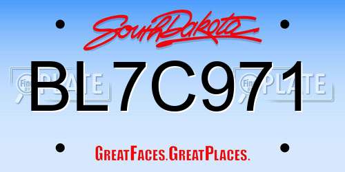 BL7C971 South Dakota License Plate
