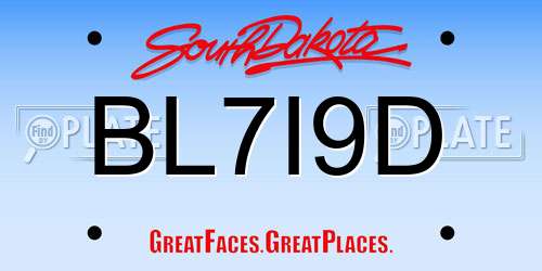 BL7I9D South Dakota License Plate
