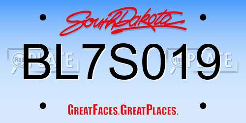 BL7S019 South Dakota License Plate