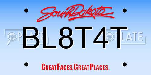 BL8T4T South Dakota License Plate