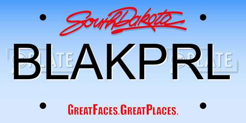 BLAKPRL South Dakota License Plate