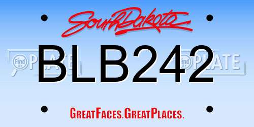 BLB242 South Dakota License Plate