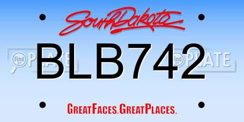 BLB742 South Dakota License Plate