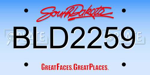 BLD2259 South Dakota License Plate