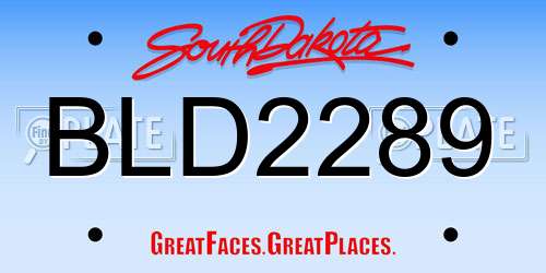 BLD2289 South Dakota License Plate