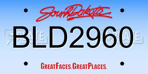BLD2960 South Dakota License Plate