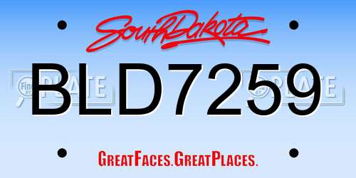 BLD7259 South Dakota License Plate