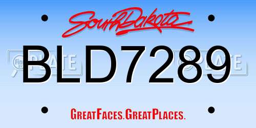 BLD7289 South Dakota License Plate