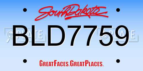 BLD7759 South Dakota License Plate
