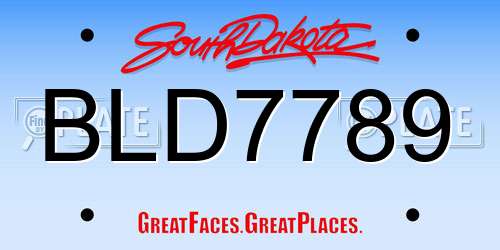 BLD7789 South Dakota License Plate