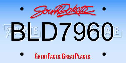 BLD7960 South Dakota License Plate