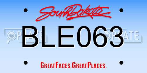 BLE063 South Dakota License Plate