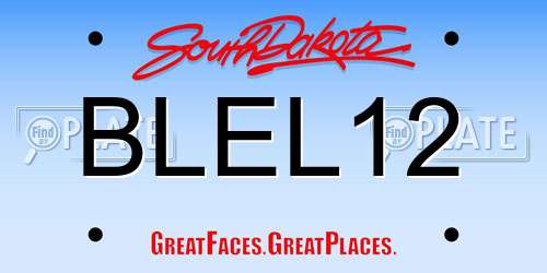 BLEL12 South Dakota License Plate