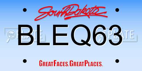 BLEQ63 South Dakota License Plate