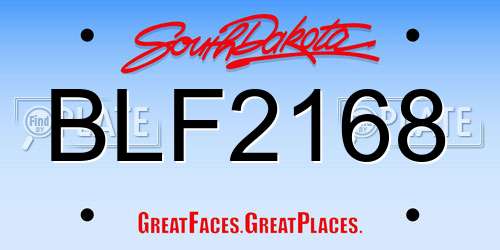 BLF2168 South Dakota License Plate