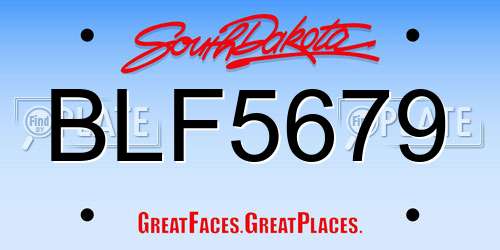 BLF5679 South Dakota License Plate