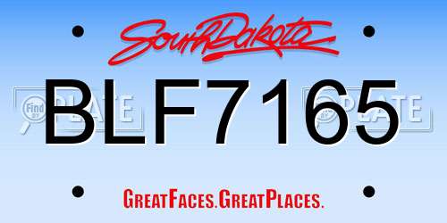 BLF7165 South Dakota License Plate
