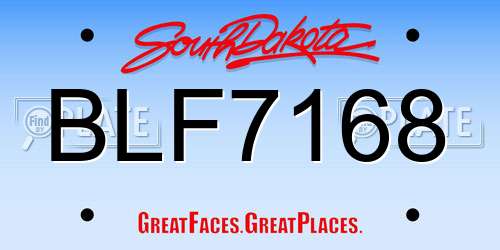 BLF7168 South Dakota License Plate