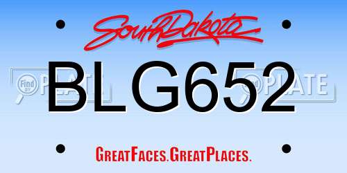 BLG652 South Dakota License Plate