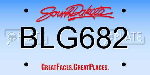 BLG682 South Dakota License Plate