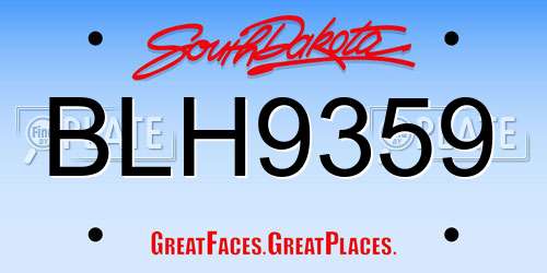 BLH9359 South Dakota License Plate