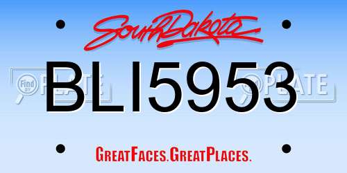 BLI5953 South Dakota License Plate
